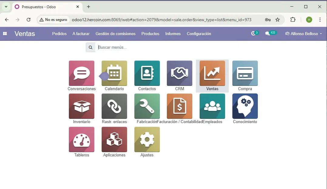 Primera interfaz web en Odoo 12: transición clave hacia una experiencia moderna.